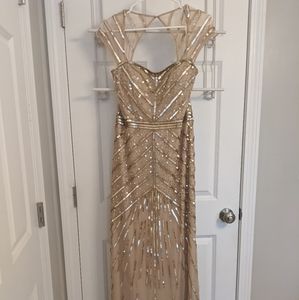 Adrianna Papell gold sequin dress size 10